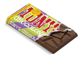 Chocolade Tony's Chocolonely melk karamel pecan crunch reep 90 gram