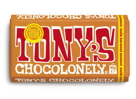 Chocolade Tony's Chocolonely melk karamel zeezout reep 90 gram