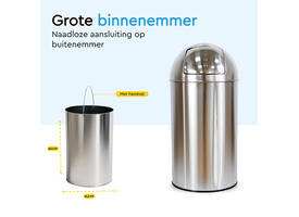 Afvalbak BRASQ Push Bin PB230+ 30 liter rvs