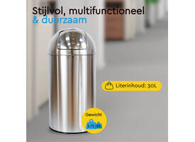 Afvalbak BRASQ Push Bin PB230+ 30 liter rvs