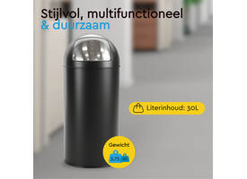 Afvalbak BRASQ Push Bin PB230+ 30 liter zwart