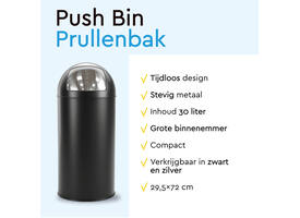 Afvalbak BRASQ Push Bin PB230+ 30 liter zwart