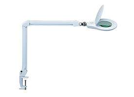 Loeplamp MAUL Source LED dimbaar met tafelklem lens 126 cm2 wit