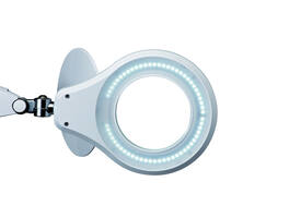 Loeplamp MAUL Source LED dimbaar met tafelklem lens 126 cm2 wit