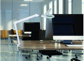 Loeplamp MAUL Source LED dimbaar met tafelklem lens 126 cm2 wit