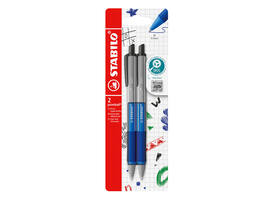 Balpen STABILO pointball colorful medium blauw blister à 2 stuks