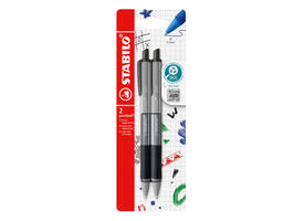 Balpen STABILO pointball colorful medium zwart blister à 2 stuks