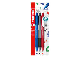 Balpen STABILO pointball colorful medium assorti blister à 3 stuks