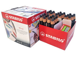 Whiteboardpotlood STABILO MARKdry incl 2 slijpers zwart classpack 30st