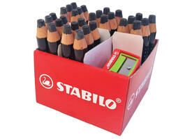 Whiteboardpotlood STABILO MARKdry incl 2 slijpers zwart classpack 30st