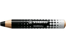 Whiteboardpotlood STABILO MARKdry incl 2 slijpers zwart classpack 30st