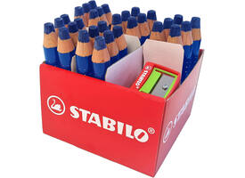 Whiteboardpotlood STABILO MARKdry incl 2 slijpers blauw classpack 30st