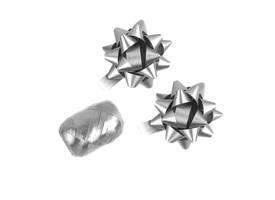 Cadeaulint Polyband en 2 rozetten zilver