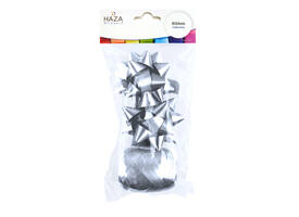 Cadeaulint Polyband en 2 rozetten zilver