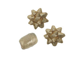 Cadeaulint Polyband en 2 rozetten goud glitter