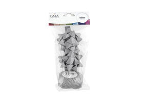 Cadeaulint Polyband en 2 rozetten zilver glitter