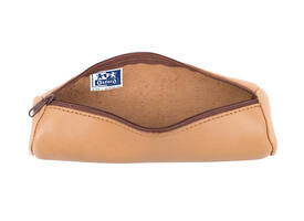 Pennenetui Oxford 22x6cm leer rond naturel