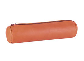 Pennenetui Oxford 22x6cm leer rond karamelbruin