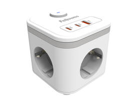 Stekkerblok Fellowes Power Cube F 3 voudig 1xUSB A 2xUSB C 2 meter wit