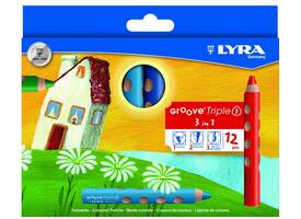 Kleurpotlood LYRA Groove Triple One extra dik set à 12 kleuren