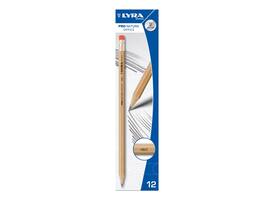 Potlood LYRA Pro Natura Office HB met gum set à 12 stuks grijs