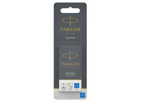 Inktpatroon Parker Quink uitwasbaar blauw blister à 5 stuks