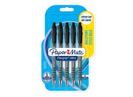 Balpen Paper Mate Flexgrip Ultra medium zwart blister à 5 stuks