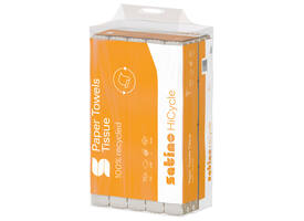Handdoek Satino PT3 HiCycle v-vouw 2-laags 240x230mm 20x200 vel wit 278720