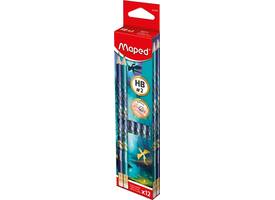 Potlood Maped Dragon HB met gum set à 12 stuks assorti