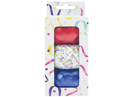 Krullint set à 3 kleuren rood, blauw en wit met happy birthday