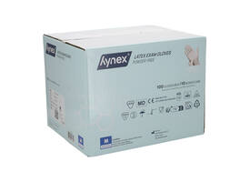 Handschoen Hynex latex M wit 5gr 100 stuks