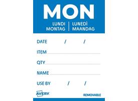 Etiket Avery HACCP maandag-blauw 40x56mm 500 stuks