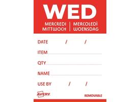 Etiket Avery HACCP woensdag-rood 40x56mm 500 stuks