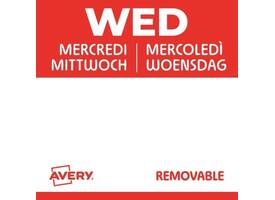 Etiket Avery HACCP woensdag-rood 25x25mm 1000 stuks