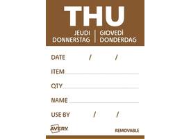 Etiket Avery HACCP donderdag-bruin 40x56mm 500 stuks