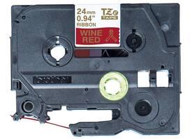 Labeltape Brother P-touch TZe-RW54 24mm goud op wijnrood
