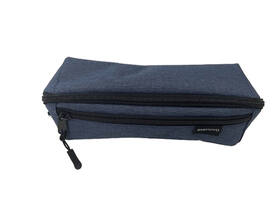 Pennenetui Econovo met 2 ritsluitingen blauw