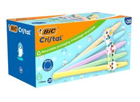 Balpen Bic Cristal dierenfiguren assorti