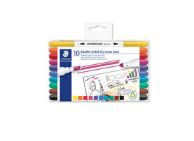 Whitebordstiften Staedtler dry erase dubbele punt set à 10 kleuren