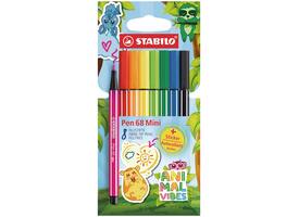Viltstift STABILO Pen 68 Animal Vibes mini medium assorti 8 stuks