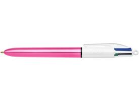 4-Kleuren balpen Bic Shine medium roze à 12 stuks