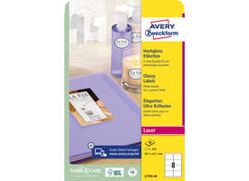Etiket Avery L7765-40 99.1x 67.7mm hoogglans wit 320 stuks