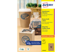 Etiket Avery L7106-25 60mm kraft 300 stuks