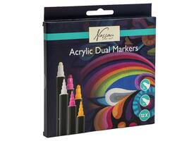 Acrylmarker Nassau Dual tip set à 12 kleuren