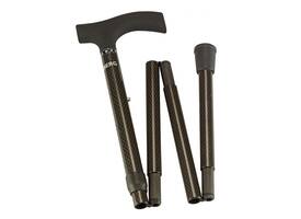 Wandelstok Able2 opvouwbaar carbon soft recht handvat zwart