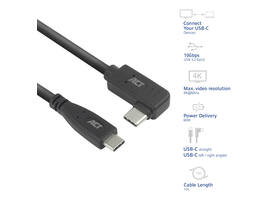 Kabel ACT USB-C standaard naar USB-C hoek 10Gbps 1m