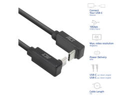 Kabel ACT USB-C hoek boven/beneden 10Gbps 1m