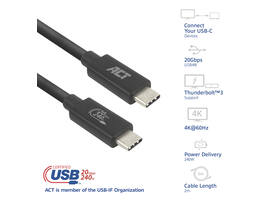Kabel ACT USB-C 4.0 20Gbps Thunderbolt 3 2m