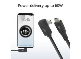 Kabel ACT USB-C standaard naar USB-C hoek 10Gbps 2m