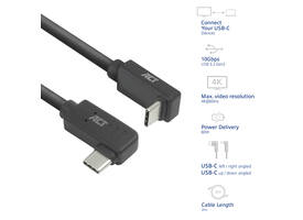 Kabel ACT USB-C hoek links/rechts USB-C hoek boven/beneden 10Gbps 2m